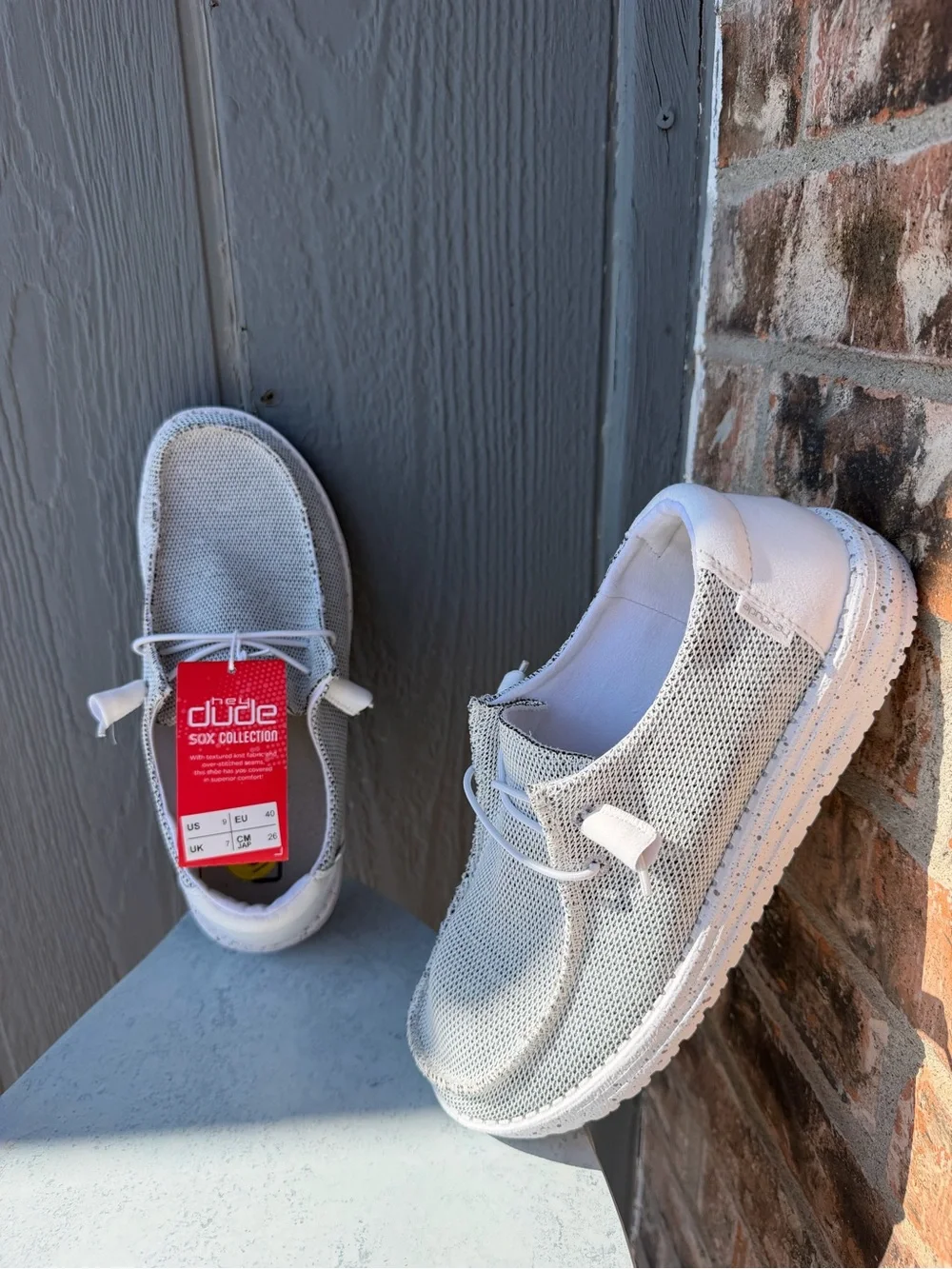 Hey Dude Light Gray Knit Slip-On Loafers